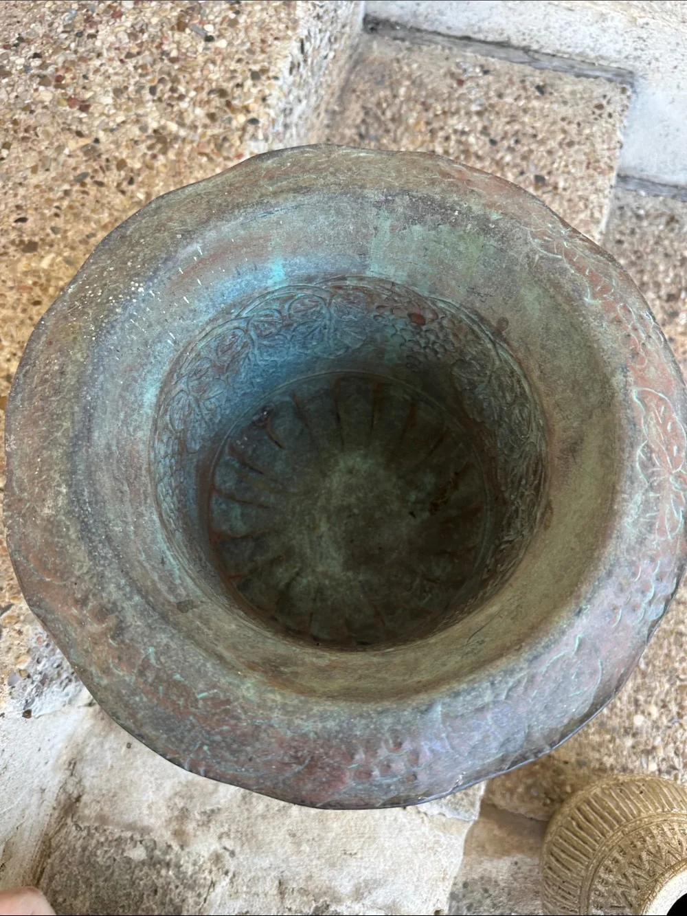 Vintage-Style Green Patina Decorative Urn Planter